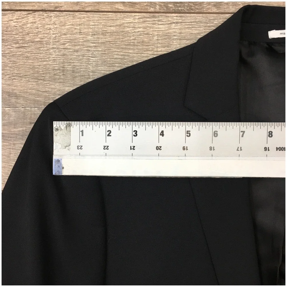 BAR III Men Wool Blazer Sport Coat Casual Jacket Size 42L Slim‎ Fit Black Suit